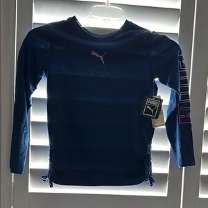 Puma Blue Long Sleeve Tee Classic Crew Neck